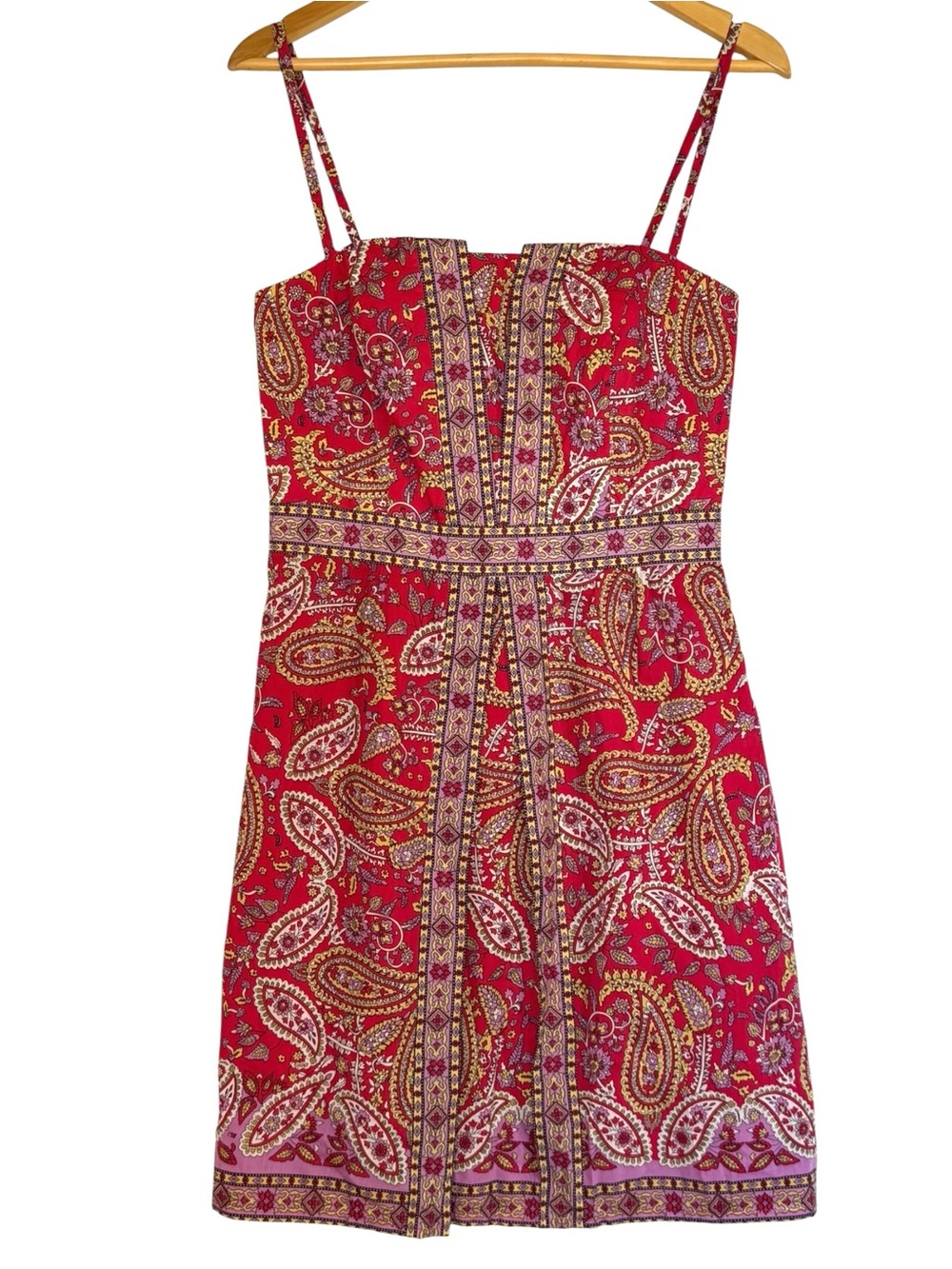 Beth Bowley Red Paisley Silk blend A-line Sundress Size 8 NWT